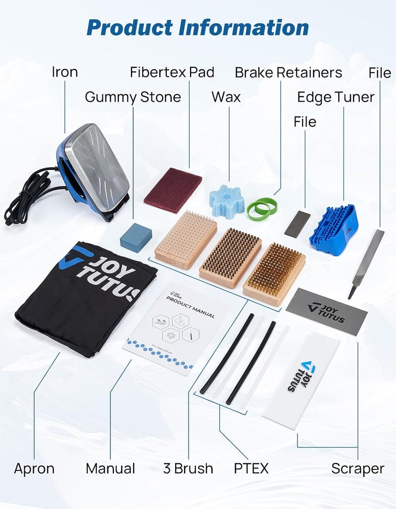 JOYTUTUS Professional Ski & Snowboard Tuning and Waxing Kit - Complete All-in-One Set with Wax Iron, All Temperature Wax, Edge Tuner, Brush, Scraper, P-Tex - Everything Needed for Basic Tune & Wax - Image 5